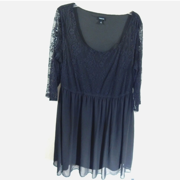 Torrid Black Lace Sleeve A-Line Dress - Picture 1 of 3